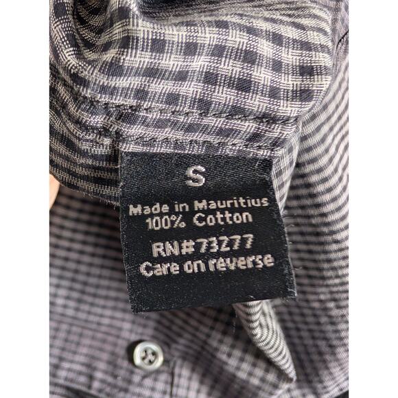 APT. 9 Mens Button Up Shirt Plaid Long Sleeve Gray Cotton Boho Formal Small - Picture 5 of 15